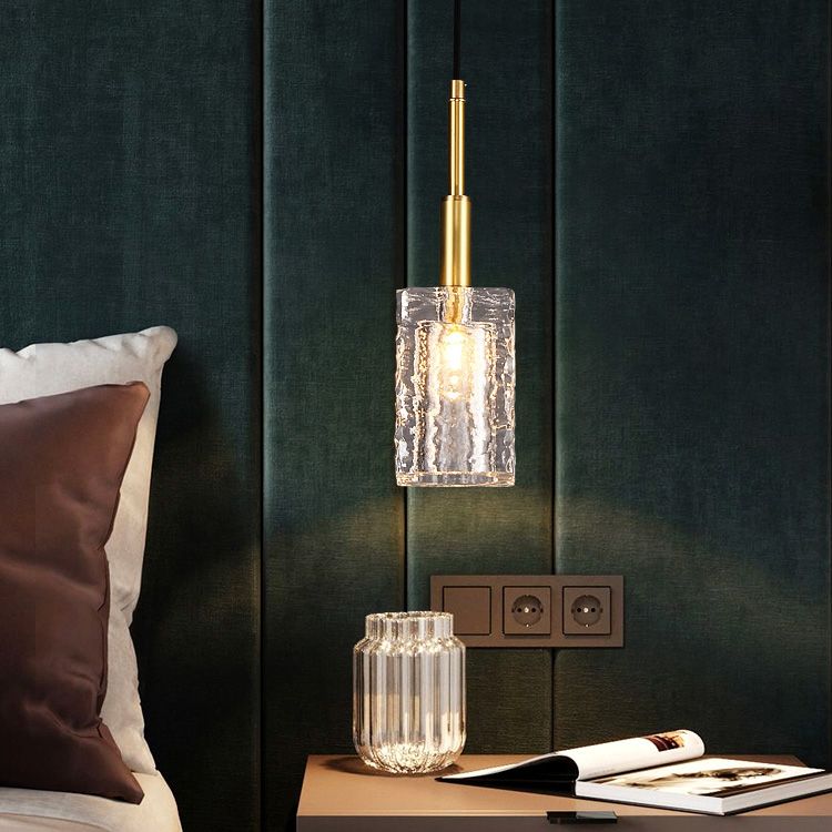 Crystal Cylindrical Hanging Lights Modern Style Hanging Mount Fixture for Bedroom