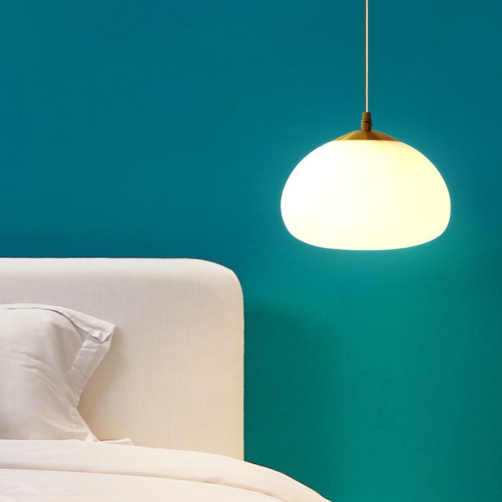 Glass Shaded Hanging Ceiling Light Modern Style Pendant Lighting Fixture in White