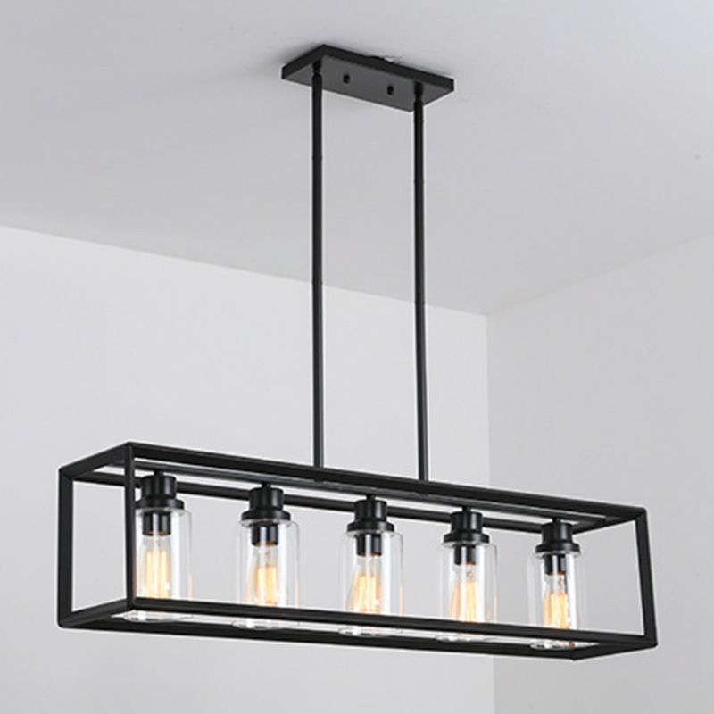 Rectangle Island Chandelier Lights Industrial Style Metal Chandelier Lighting Fixtures for Kitchen