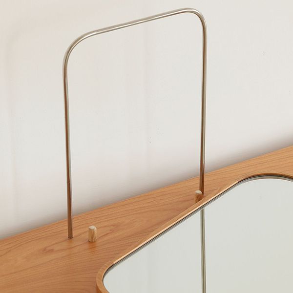 Natural Solid Wood Standing Mirror 1 Drawer Makeup Vanity Desk Table