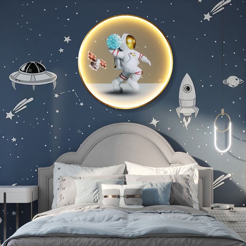 Estilo moderno de forma de círculo muro metal 1 iluminación de apliques de luz para dormitorio