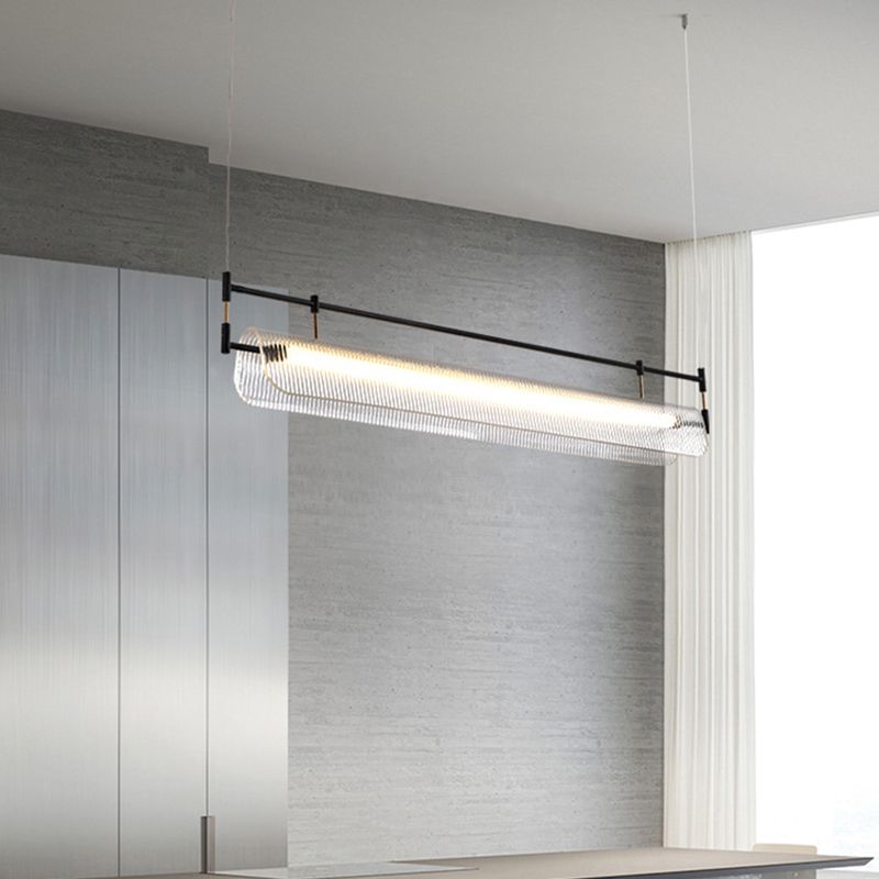 Single Contemporary Black/Golden Island Lighting Metal Ceiling Light for Dining Room