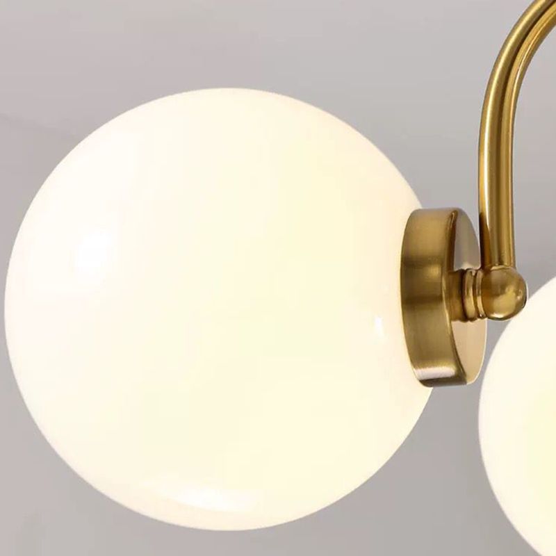 Modern Style Globe Chandelier Satin Opal Glass Living Room Hanging Light Fixture