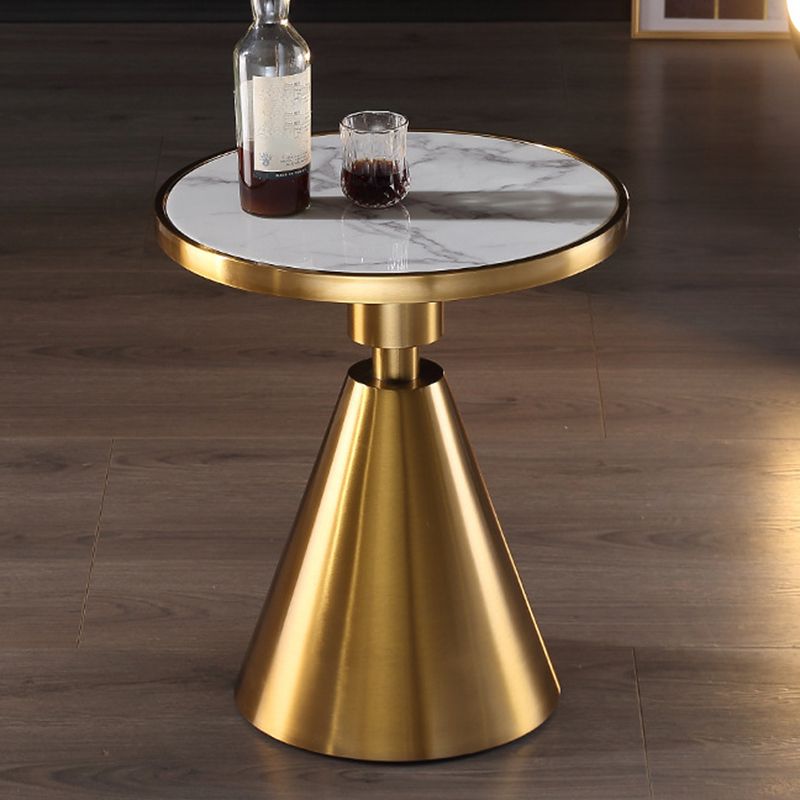 Glam Round Faux Marble Top End Table Black/White Sofa Side End Table