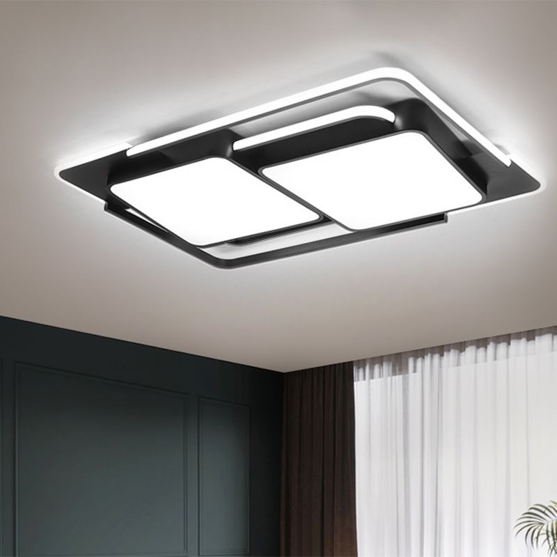 Plafoniera da incasso rettangolare in metallo Lampada da incasso moderna a LED bianca/nera in luce bianca/calda per soggiorno