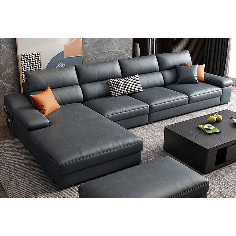 125.98"L x 68.9"W x 35.43"H Modern 5-Seat Fabric Sofa Cushion Back Sectional with Storage