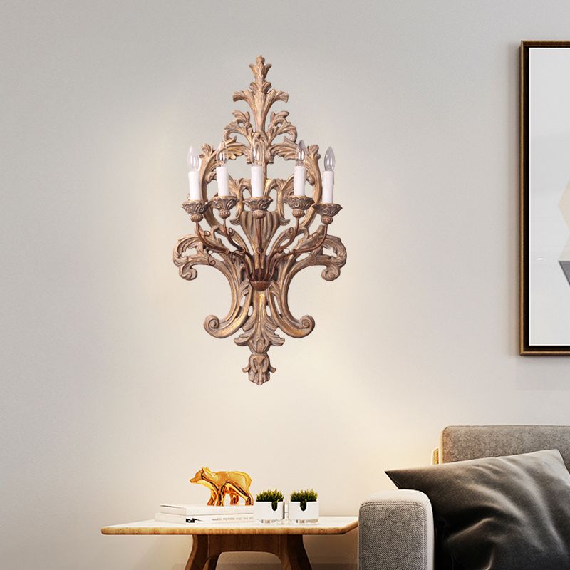 5 lumières Candle Ponce Light Vintage Wood Finis