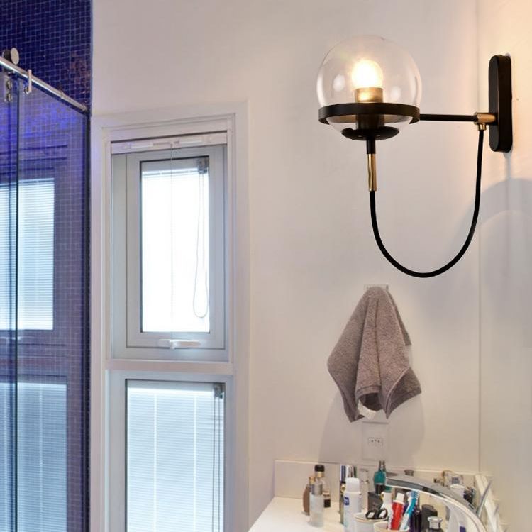 Spherical Wall Lighting Fixture Minimalist Style Glass Bedroom Wall Mount Light Fixture