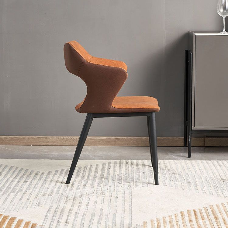 Sillas de comedor con respaldo abierto, sillones de comedor tapizados con patas de metal (juego de 2)