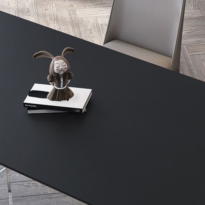 Rectangular Stone Dining Table Modern White-black Furniture with Acrylic Double Pedestal