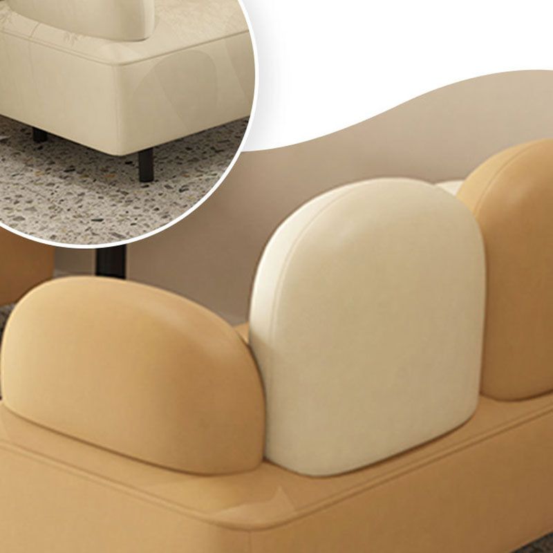 Pillow Top Arm Sofa Modern Faux Leather 31.5 Inch High Loveseat