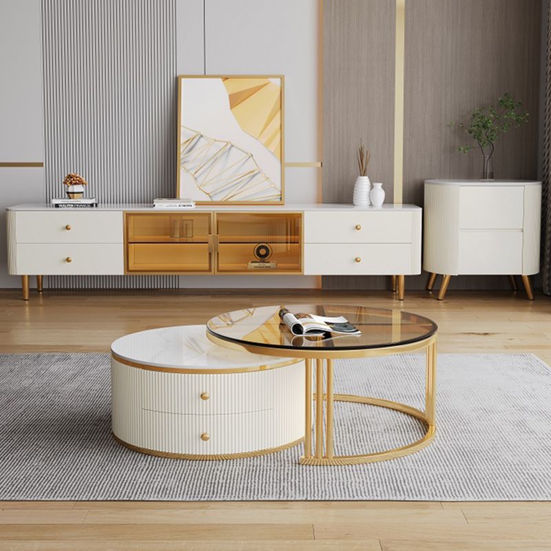 Slate Nesting Coffee Table Set Glam Coffee Table Set with Storage