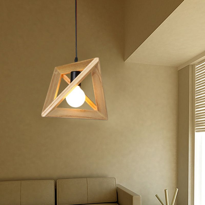 Asiatischer Stil zeitgenössischer Anhänger leichter hölzerne Stativ Kronleuchter Eisenlampenkörper für Schlafzimmer