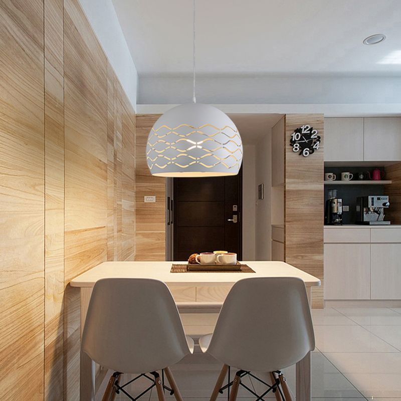 Luz de techo colgante con forma de metal mínimo Minimalista 1 Lámpara de suspensión de luz en blanco