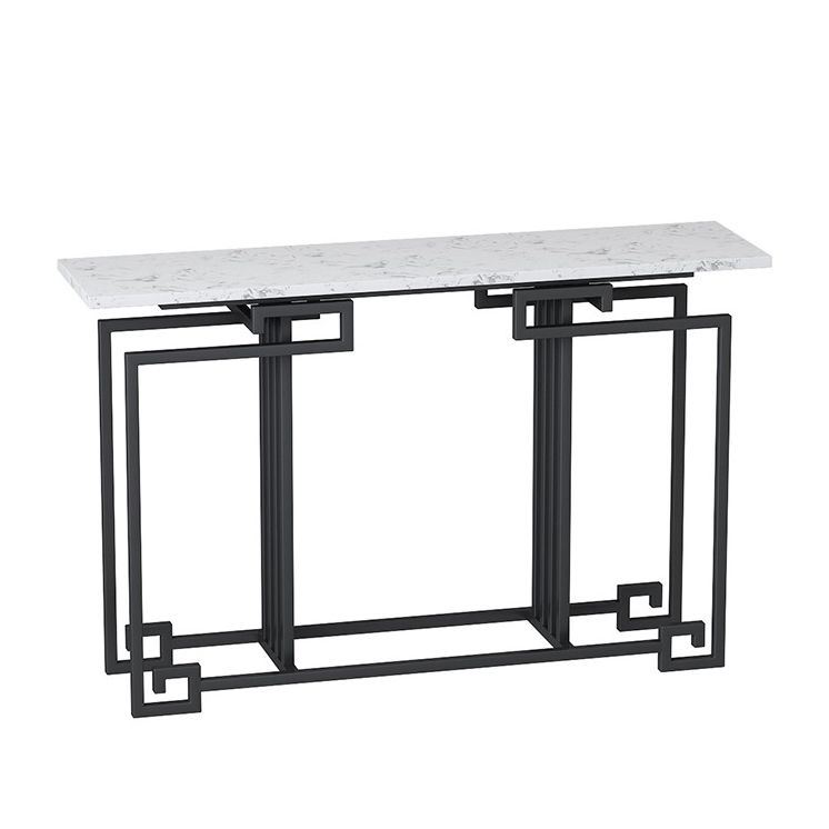 Contemporary Iron Console Sofa Table Rectangle Marble End Table for Hall