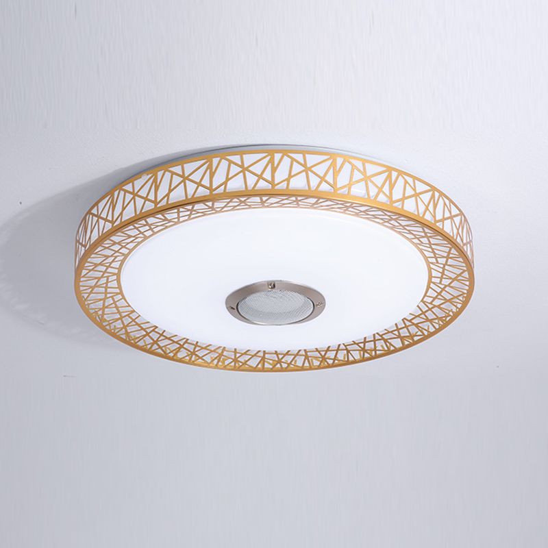 Round Shape LED Intelligent Ceiling Lamp Modern Iron 1 Light Flush Mount for Bedroom