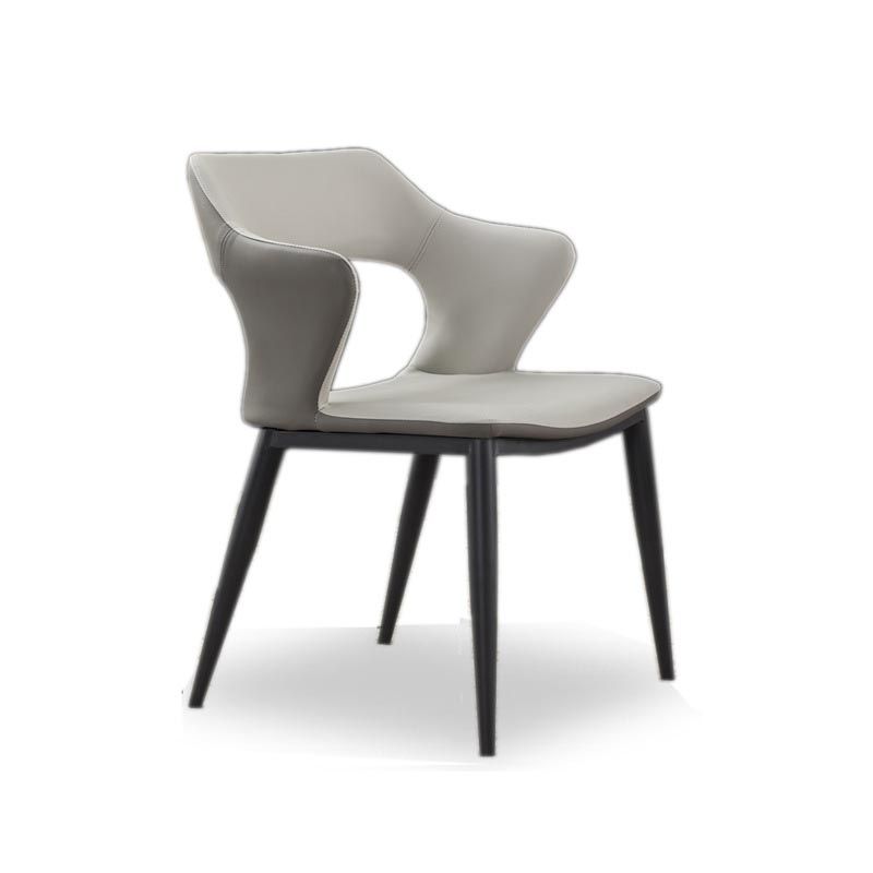 Metal Contemporary Dining Room Chair Metallic Finish Open Back Dining Side Chair