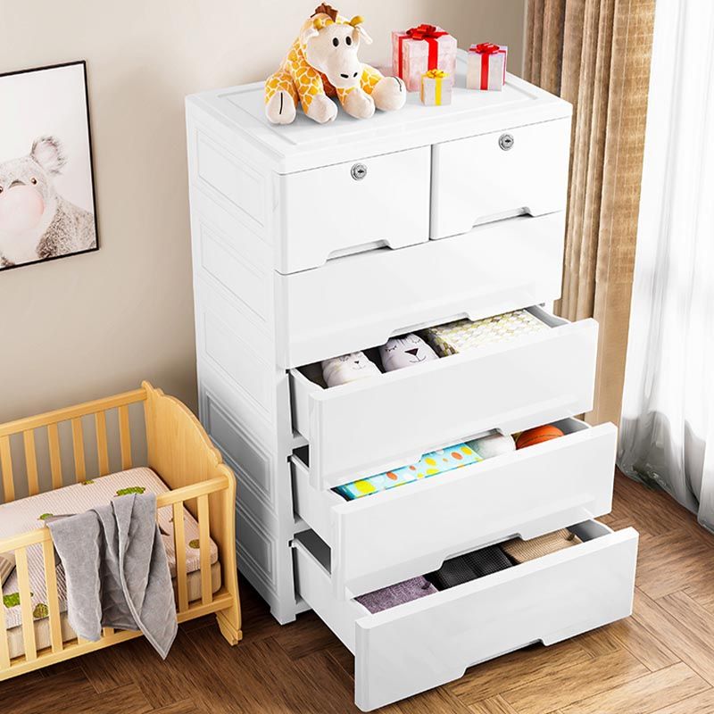 White Plastic Wardrobe Armoire Contemporary Storage Cabinet with Drawer