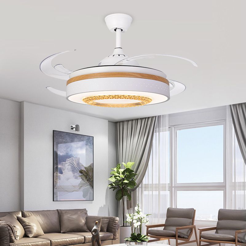 Noordse trommelspoellamp met ventilator Amber Crystal White Led LED LIDE ROOM SEMI MOST LICHTING MET HOUTE ELEMENT
