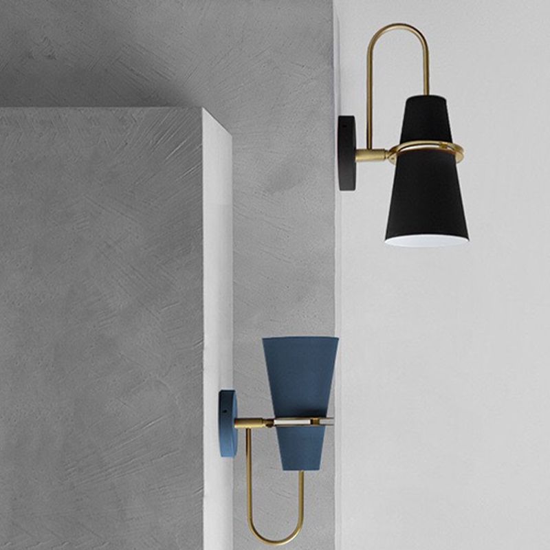 Modern Style Cone Shape Wall Sconce Metal 1 Light Sconces for Bathroom