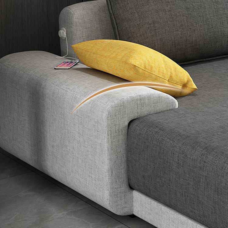 Contemporary Loose Back Removable Cushions Sofa with Reversible Chaise for Living Room