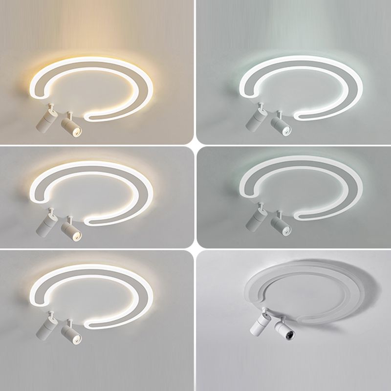 Montaje semi rasciquete de LED circular en moderna luz de techo de interior acrílico en blanco en blanco