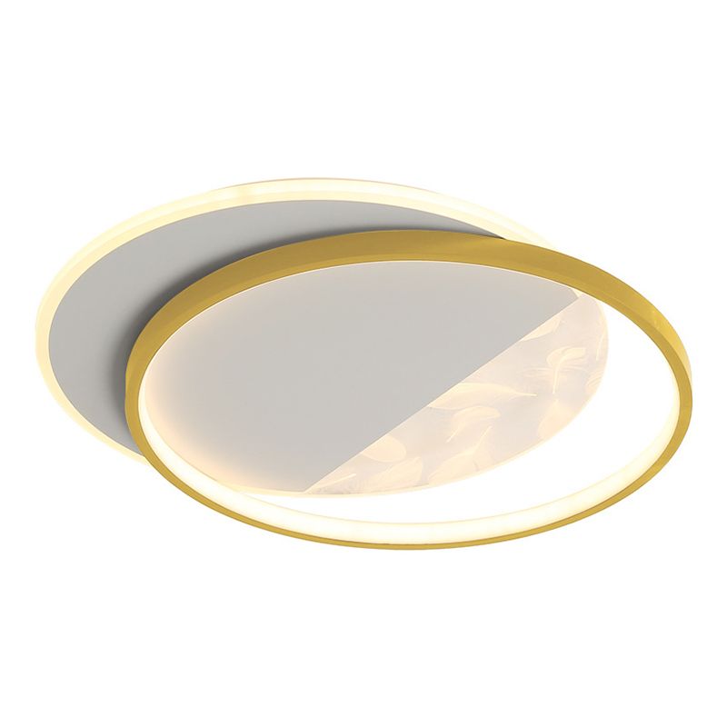 Geometry Shape LED Feather Ceiling Lamp Modern Iron 1 Light Flush Mount for Living Room