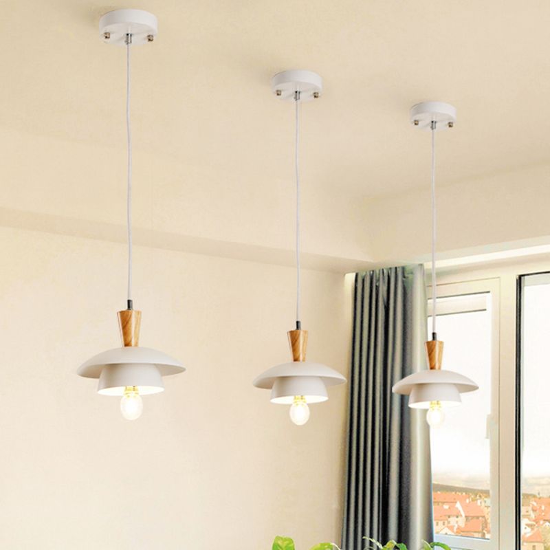Metal Domed Suspension Lamp Modern Style 1 Light White Ceiling Pendant Light for Dining Room