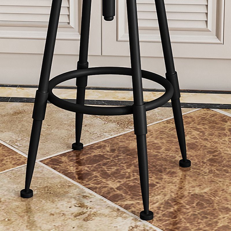 Contemporary Metal Barstool Wood Faux Leather Counter Stool in Matte Finish for Indoor