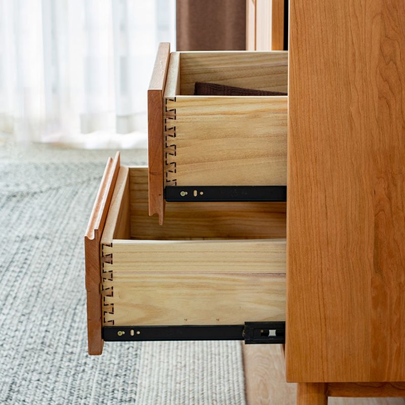 Wooden Kid's Wardrobe in Brown High Gloss Coat Locker with Garment Rod