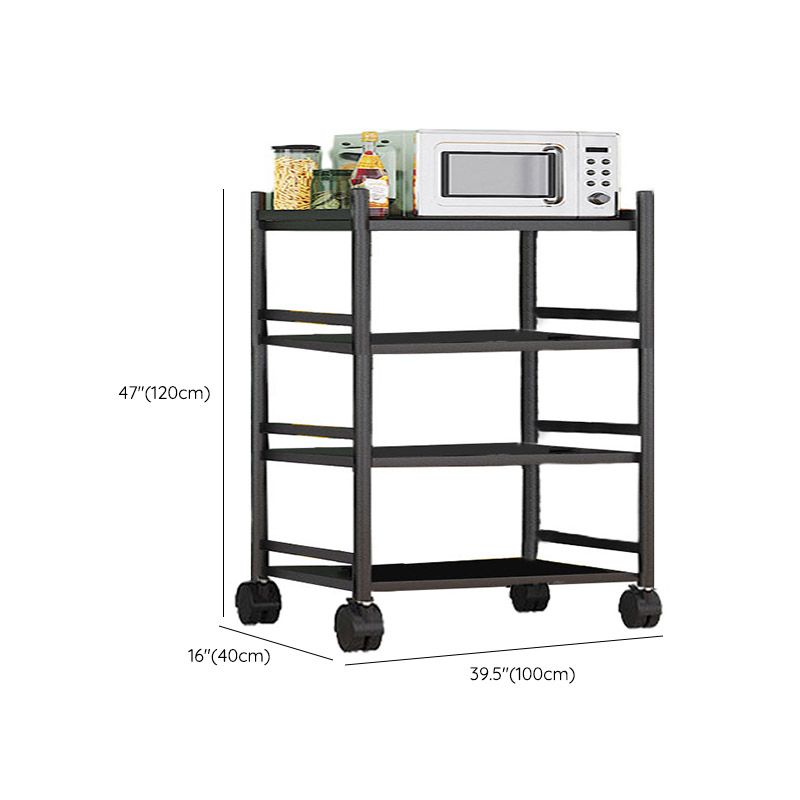 Modern Dining Room Prep Table Black Kitchen Trolley with Locking Wheels
