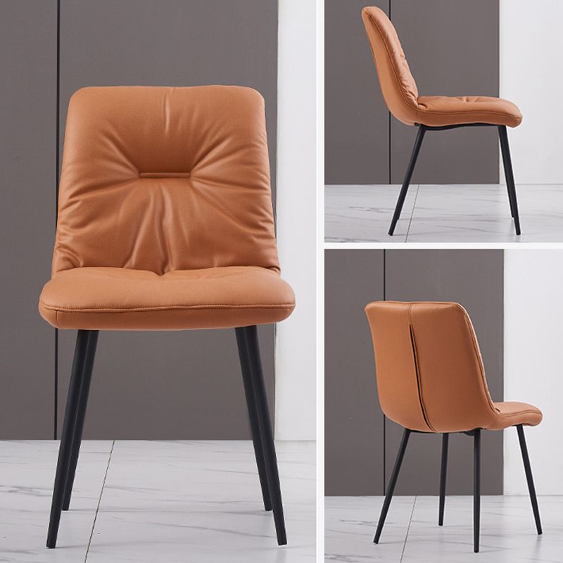 Contemporary Faux Leather Armless Dining Chairs Metal Dining Chair for Home Use