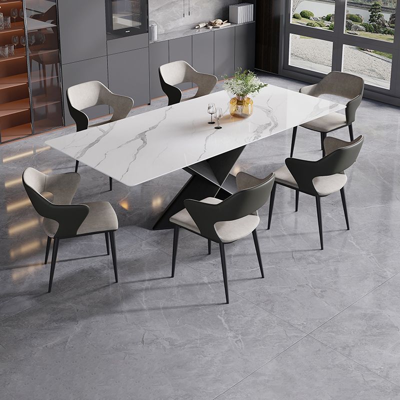 Contemporary Style Sintered Stone Dining Rectangle Table Set 1/4/5/7 Pieces Dining Set