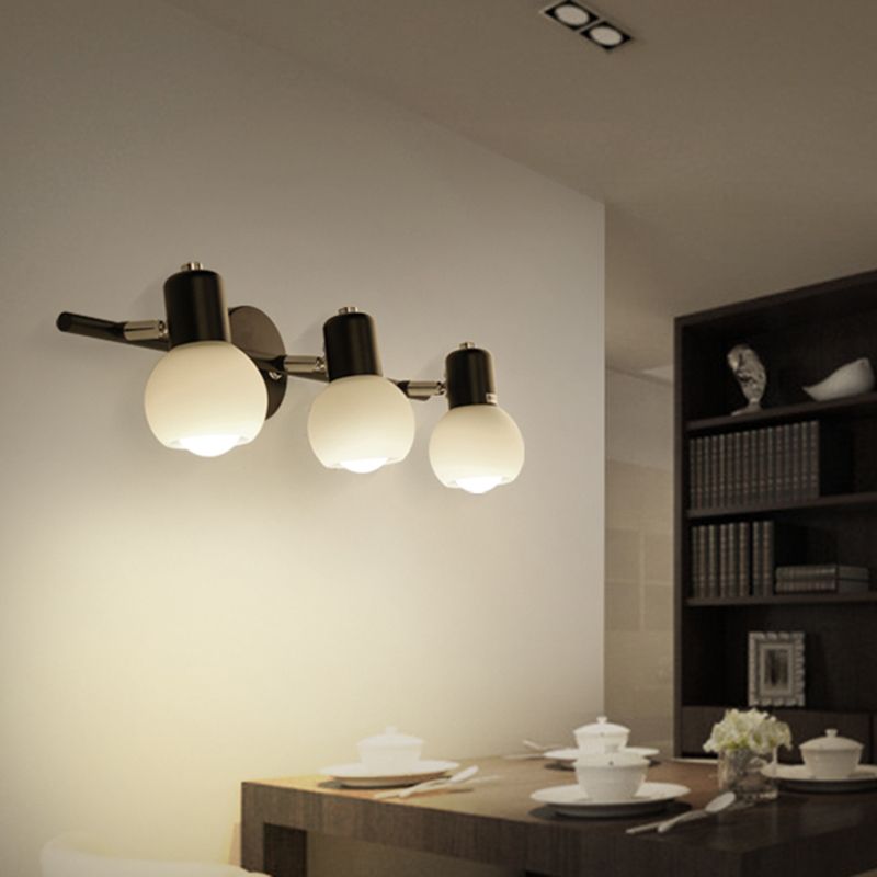 White Glass Bubble Wall Mounted Vanity Lights Modern Style Wall Sconce Lighting