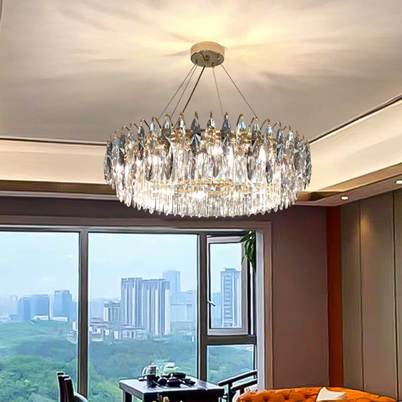 Luci del lampadario a forma di geometria in stile contemporaneo 6 luci appese al cristallo chiaro