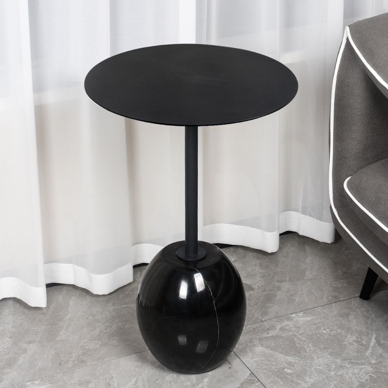 23.6/29.5"H Modern Single Leg Marble Base Metal Solid Color Round Top Coffee Table
