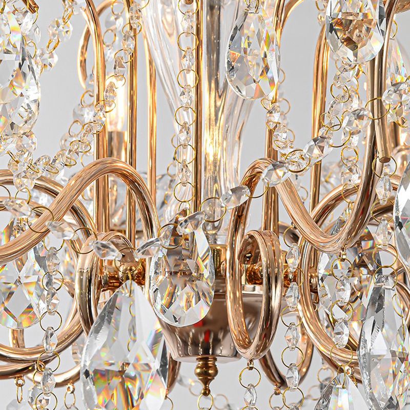 Candle Chandelier Light Fixtures American Style Multi-Head Suspension Pendant Lamps with Crystal