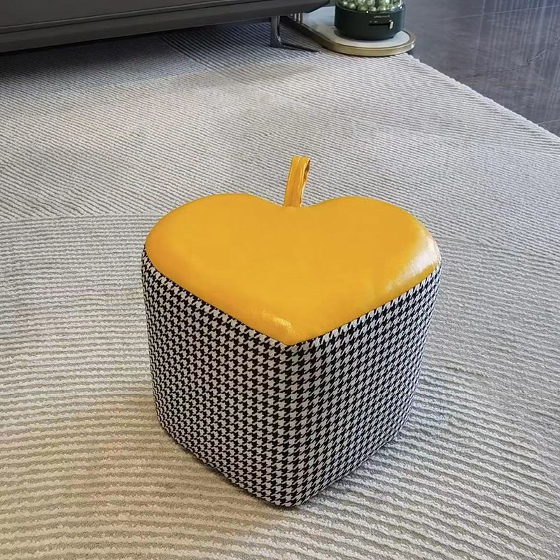 Ottoman Faux Leather Modern Specialty Water Resistant Houndstooth Pattern Ottoman