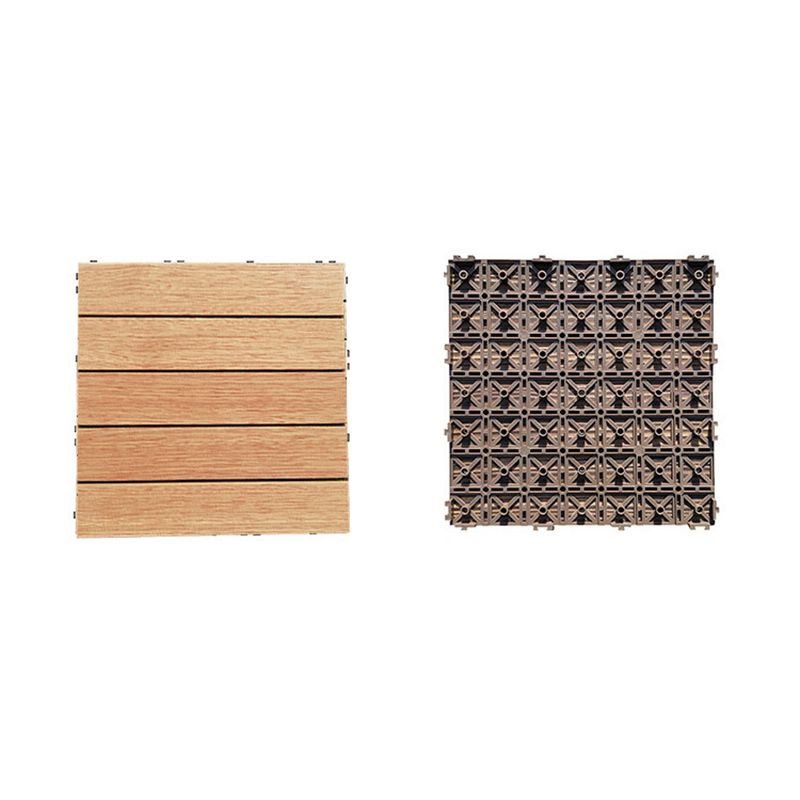 Teak Finish 5-Slat Square Wood Flooring Tile Interlocking Outdoor Flooring Tiles