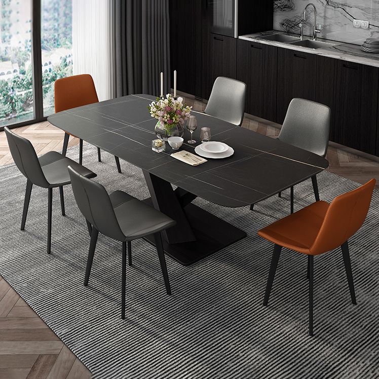 Metal Modern Rectangular Dining Table Sintered Stone Table for Dining Room