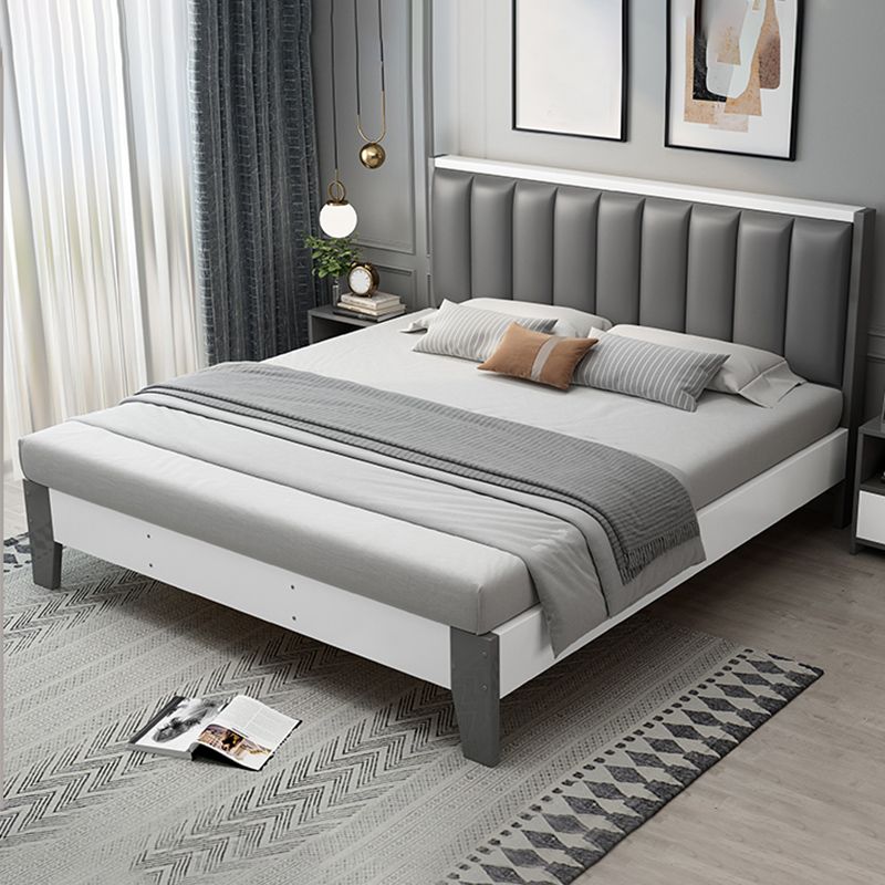 Modern Panel Wood Standard Bed with Rectangular Headboard for Bedroom