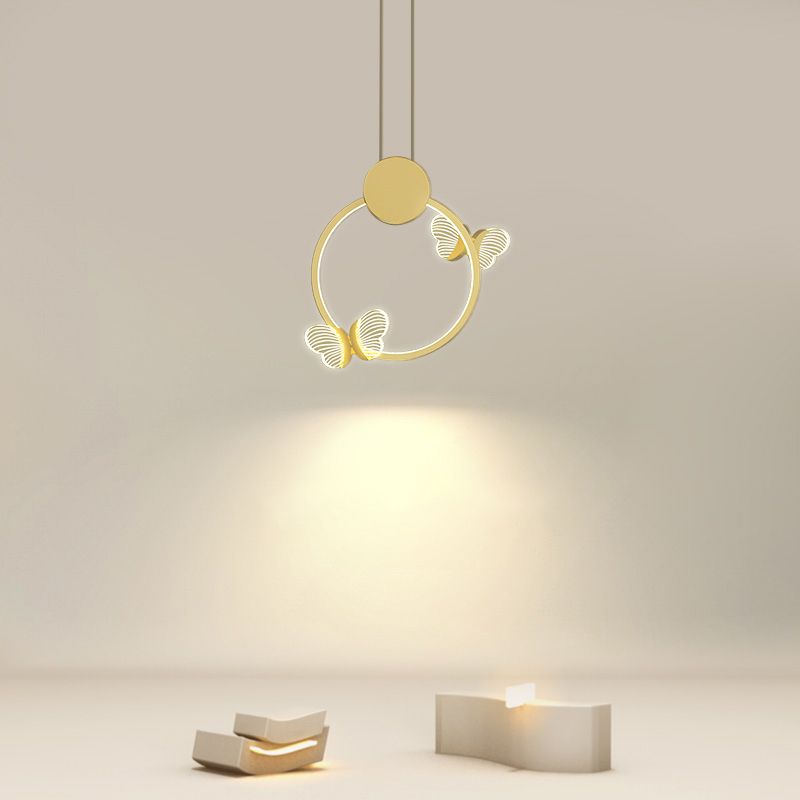 Plafonnage minimaliste Butterfly Plafond Metal Bedroom LED Suspension Pendante