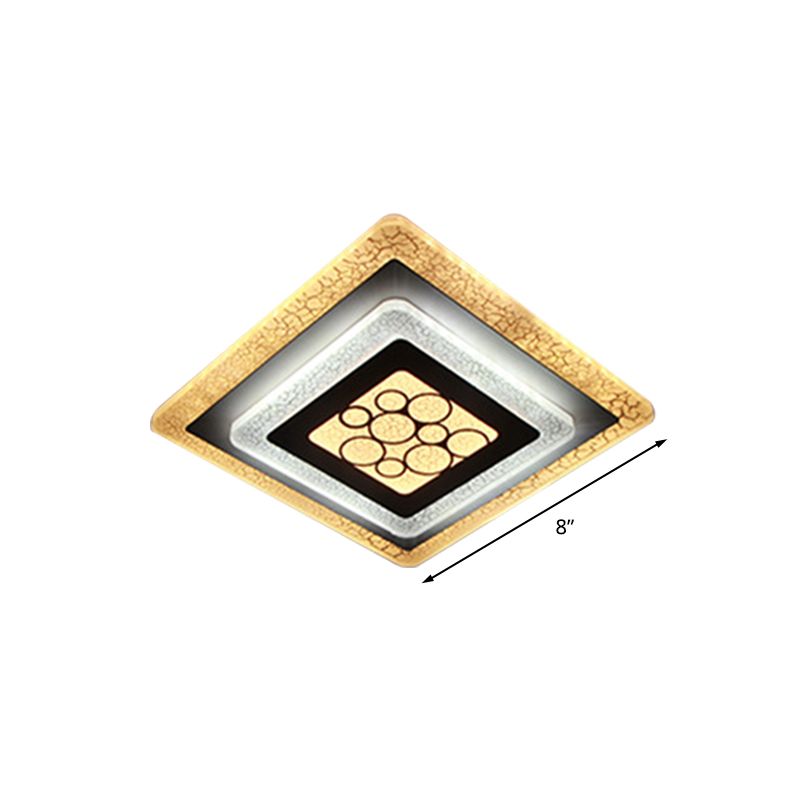 White-Black Rhombus Flushmount Light Modern LED Acrylic Ceiling Flush with Crackle Design