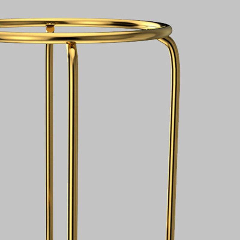 Modern Ottoman Velvet Upholstered Solid Color Metal Frame Round Ottoman