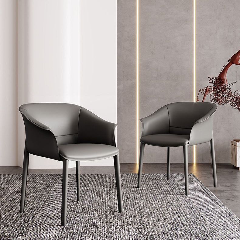 Contemporary Kitchen Dining Chair Metal Legs Upholstered Arm Chair