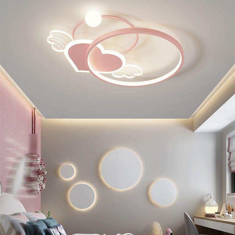 Circular Shape Flush Light Modern Style Metal 1 Light Flush Mount for Bedroom