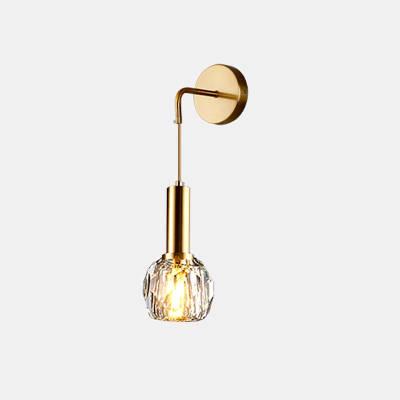 Nordic Metal Wall Light Globe Gold Wall Sconce with Crystal for Bedroom