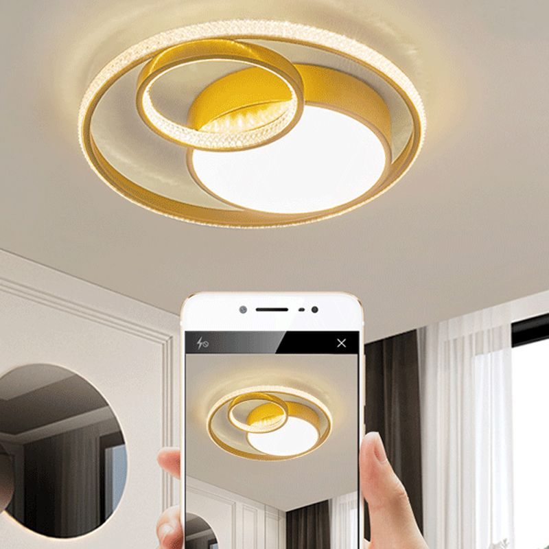 Luminaires encastrés en métal, plafonniers ronds nordiques avec abat-jour en acrylique pour chambre à coucher
