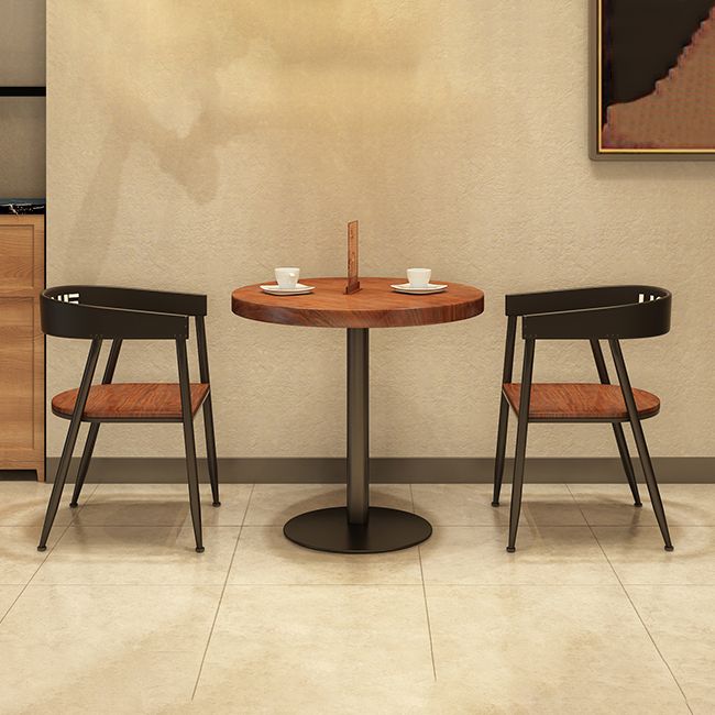 Einfacher Stil Home Wood Esstisch Rundform Tisch mit einer einzelnen Sockelbasis