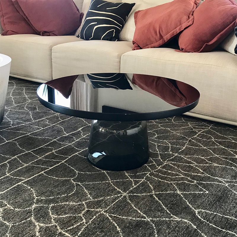 Modernism Pedestal 1 Single Coffee Table Round Glass Cocktail Table